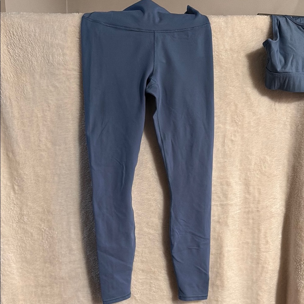 Blue High-Waisted Fabletics Powerhold Leggings. Size small